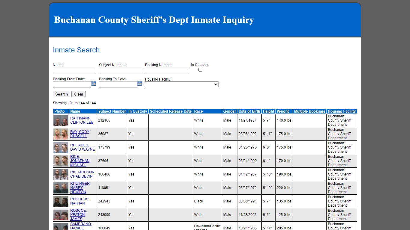 Inmate Search - Buchanan County, Missouri