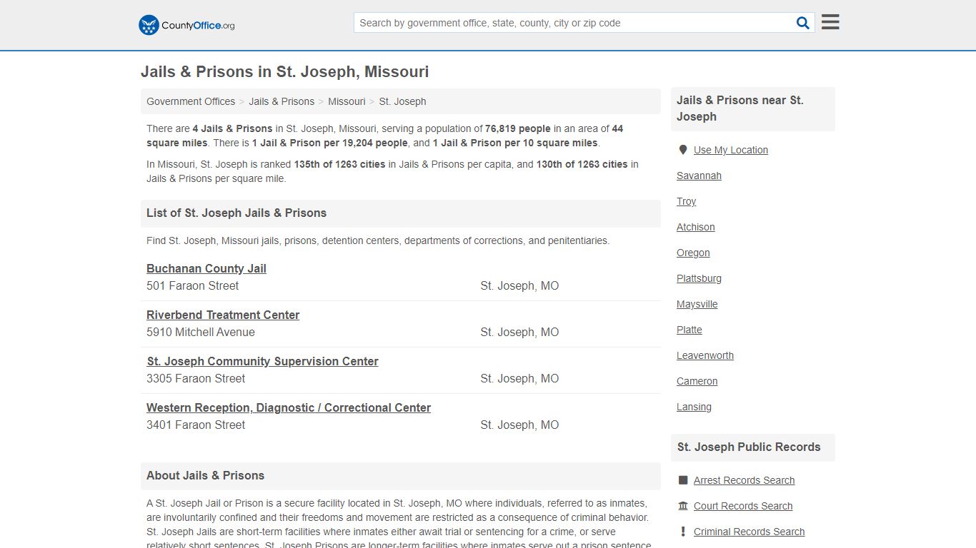Jails & Prisons - St. Joseph, MO (Inmate Rosters & Records)